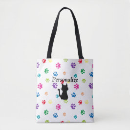 Rainbow Painted Paw Prints Personalisiert Tasche