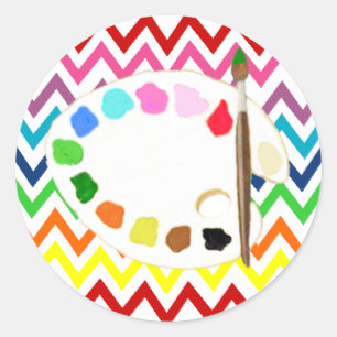 Rainbow Painting Art Party Runder Aufkleber