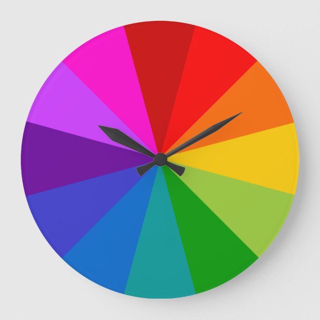 Rainbow Palette Wall Clock No Numbers Große Wanduhr (Vorderseite)