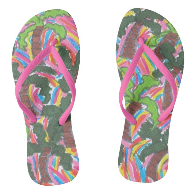Rainbow Palm Tree Party FlipFlops (Fußbett)