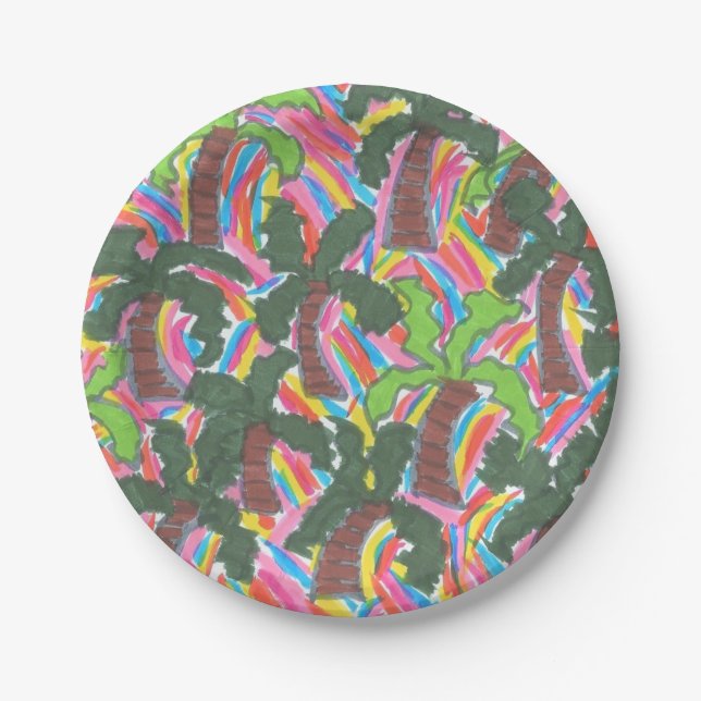 Rainbow Palm Tree Print Paper Teller (Vorderseite)