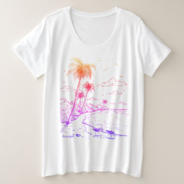 Rainbow Palm Trees and Sandpiper Beach Life T-Shir Große Größe T-Shirt