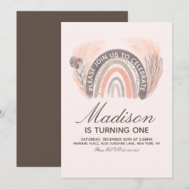 Rainbow Pampas Doodle Hand Gezeichnet Bohemischer  Einladung