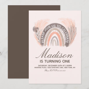 Rainbow Pampas Doodle Hand Gezeichnet Bohemischer  Einladung