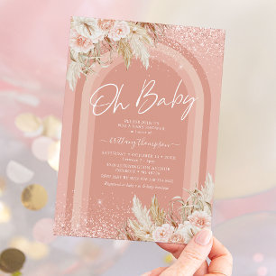 Rainbow Pampas Grass Girl Baby shower Invitation