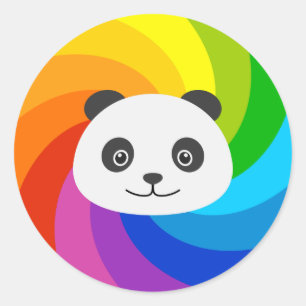 Rainbow Panda Runder Aufkleber