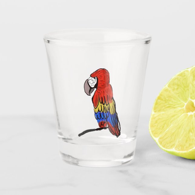 Rainbow Parrot Macaw Shot Glass Schnapsglas (Vorderseite)