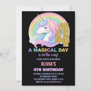 Rainbow Parties scintillant Unicorn Invitations d'