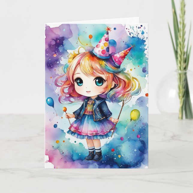 Rainbow Party Magie - Individuell gestaltbarer Geb Karte (Vorderseite)