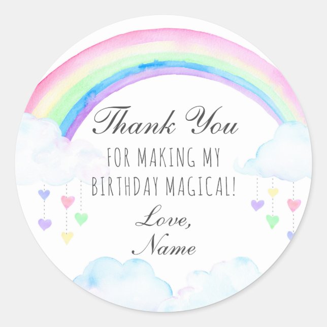 Rainbow Party Sticker, Regenbogen Danke Stickers (Vorderseite)
