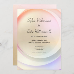 Rainbow Pastel Circular Wedding Einladung