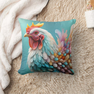 Rainbow Pastel Colored Fluffy Chicken Kissen