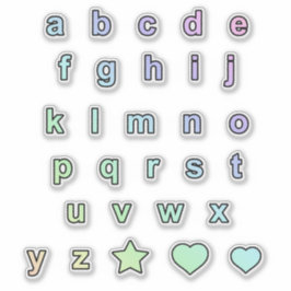 Rainbow Pastel Colors Lower Case Letters Alphabet Aufkleber