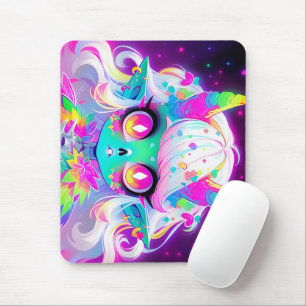 Rainbow Pastel Fantasy Skull Demon Anime Girl Mousepad