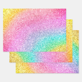 Rainbow Pastel Glitzer Muster Decoupage Geschenkpapier Set