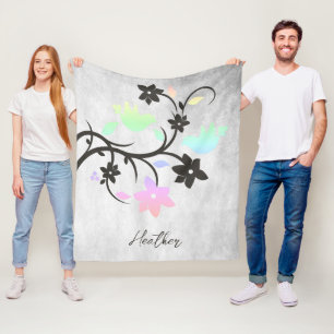 Rainbow Pastel Lovebirds Fleece Blanket