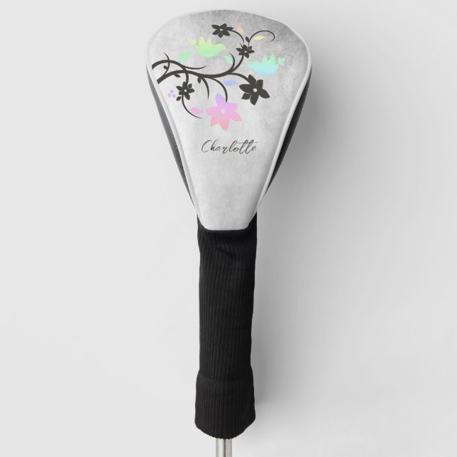 Rainbow Pastel Lovebirds Golf Head Cover Golf Headcover (Vorderseite)