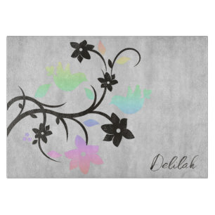 Rainbow Pastel Lovebirds Personalisiert Schneidebrett
