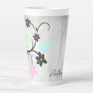 Rainbow Pastel Lovebirds Personnalisé Latte Mug