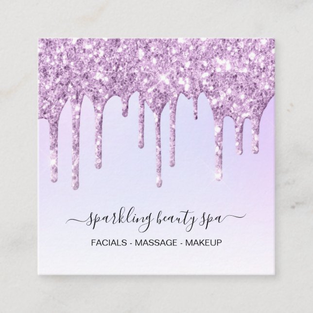 *~* Rainbow Pastel Magenta Tropfen GLITZER AP7 Quadratische Visitenkarte (Vorderseite)