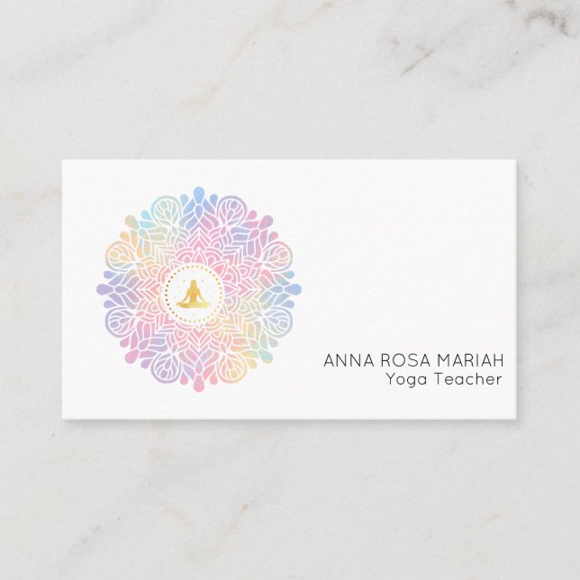 *~* Rainbow Pastel Mandala Women Meditation Energi Visitenkarte (Vorderseite)