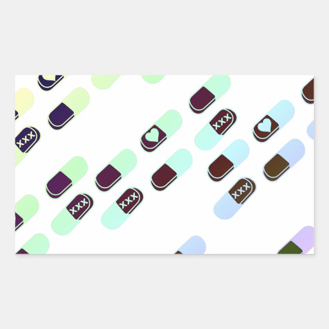 Rainbow Pastel Pills Pattern Rechteckiger Aufkleber (Vorderseite)