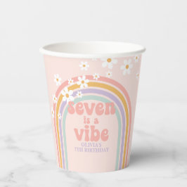 Rainbow Pastel Seven ist ein Vibe 7. Geburtstag Pappbecher