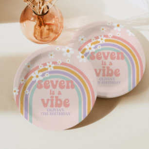 Rainbow Pastel Seven ist eine Stimmung 7. Geburtst Pappteller
