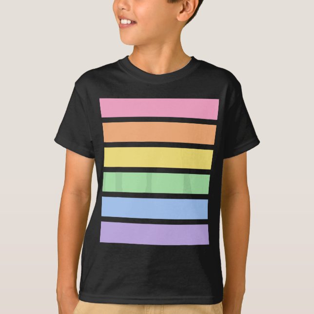 Rainbow Pastel Streifen T-Shirt (Vorderseite)