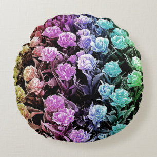 Rainbow Pastel Tulips Rundes Kissen