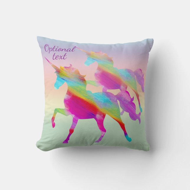 Rainbow Pastel Unicorn Akzentkissen Kissen (Vorderseite)