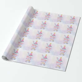 Rainbow Pastel Unicorn Any Age Birthday  Geschenkpapier
