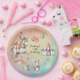 Rainbow Pastel w Animals 10. Geburtstagsparty Pappteller