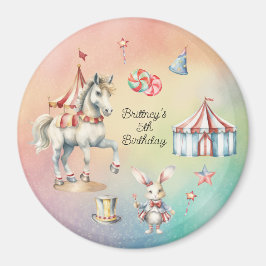 Rainbow Pastel w Animals 5. Geburtstagsparty Magnet