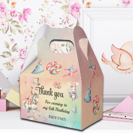 Rainbow Pastel w Animals 6. Geburtstag Geschenkschachtel