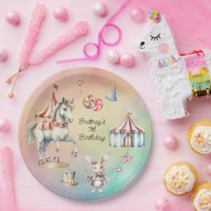Rainbow Pastel w Animals 7. Geburtstagsparty Pappteller
