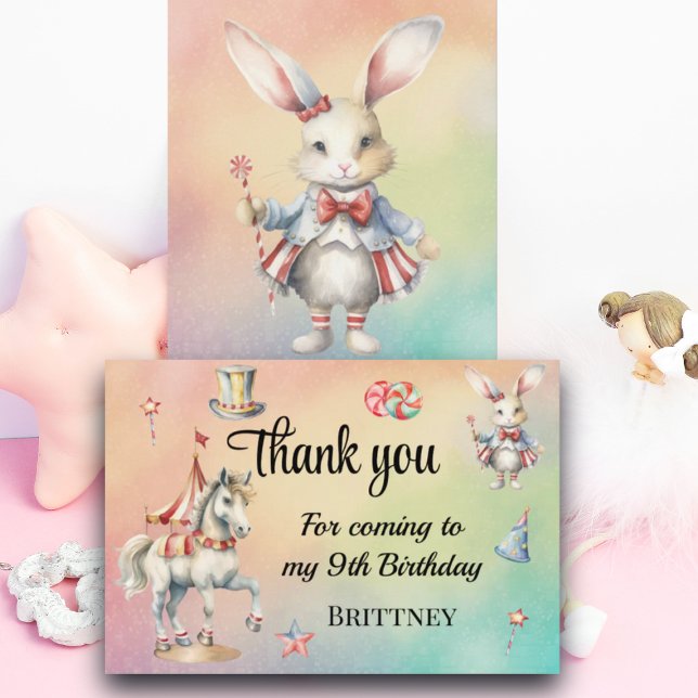 Rainbow Pastel w Animals 9. Geburtstag Dankeskarte (Von Creator hochgeladen)