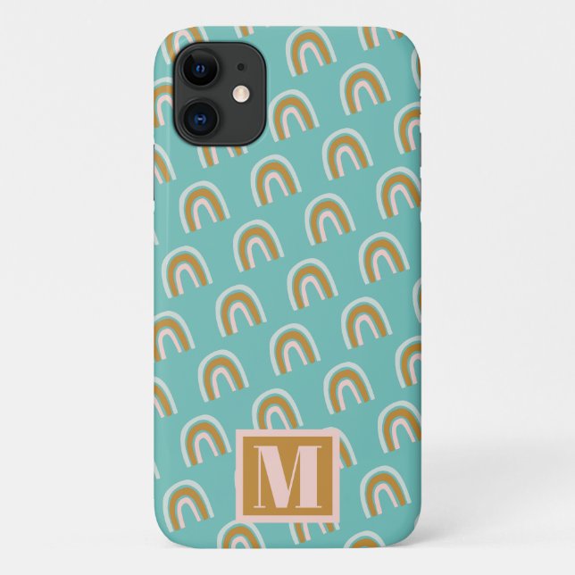 Rainbow Pattern Monogram Case-Mate iPhone Hülle (Rückseite)