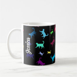 Rainbow Pattern Name Monogram Cats Kaffeetasse