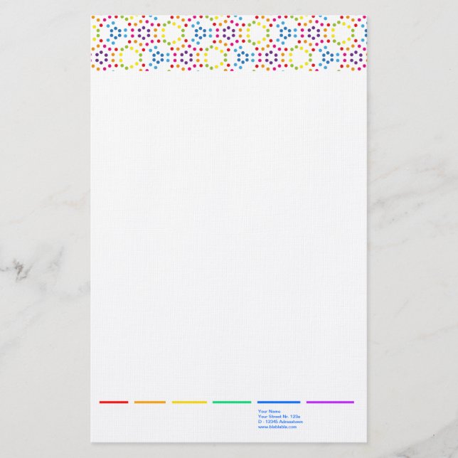 Rainbow Patternpolka Briefpapier (Vorderseite)