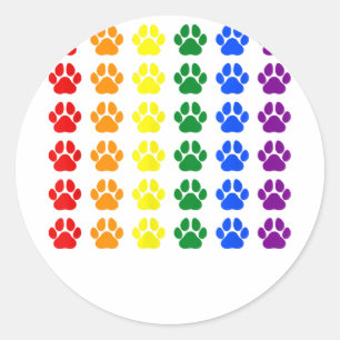 Rainbow Paw Print Dog Paw LGBT Pride LGBT-Unterstü Runder Aufkleber