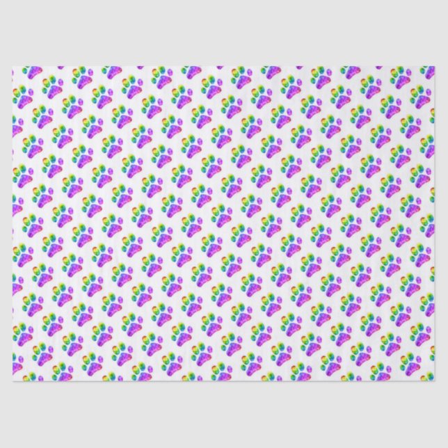 Rainbow Paw Print Tissue Paper Seidenpapier (Vorderseite)