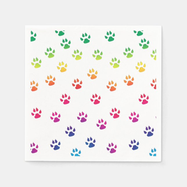 Rainbow Paw Prints Serviette (Vorderseite)