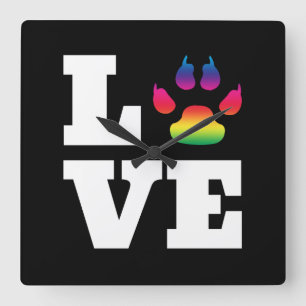 Rainbow paw quadratische wanduhr