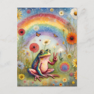 Rainbow Peace Frog Postkarte