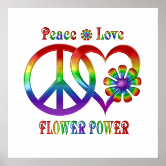 Rainbow Peace Liebe Blume Power Poster