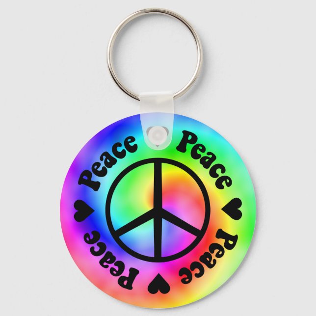 Rainbow Peace & Liebe Schlüsselanhänger (Vorderseite)