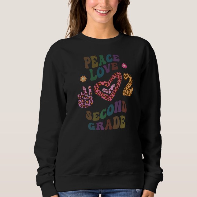 Rainbow PEACE LIEBE SECOND GRADE Leopard Print Ret Sweatshirt (Vorderseite)