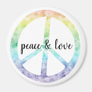 Rainbow Peace Schild mit Herz personalisiert Magnet