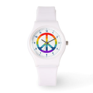 Rainbow Peace Sign Armbanduhr